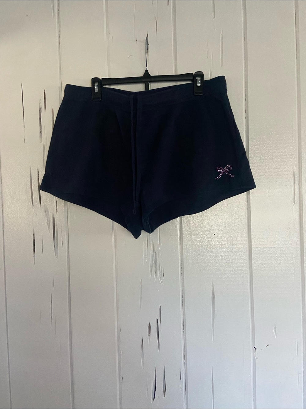 Hollister Navy Athletic Lounge Shorts with Pink Bow Accent